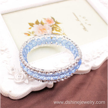 Multilayer Crystal Beaded Jewelry Rhinestone Stretch Bangle